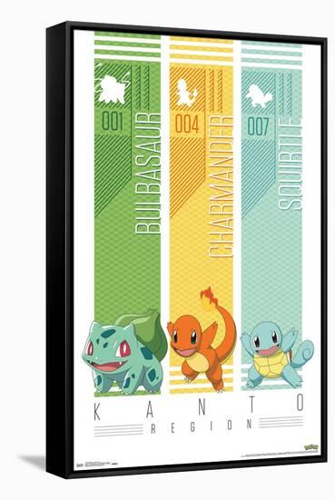 Pokémon - Kanto Trio-Trends International-Framed Stretched Canvas