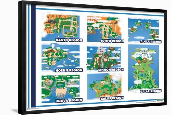 Pokémon - Map Grid-Trends International-Framed Poster