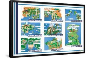 Pokémon - Map Grid-Trends International-Framed Poster