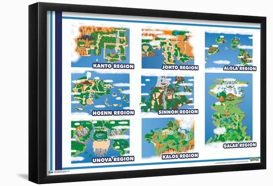 Pokémon - Map Grid-Trends International-Framed Poster