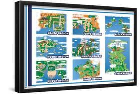 Pokémon - Map Grid-Trends International-Framed Poster