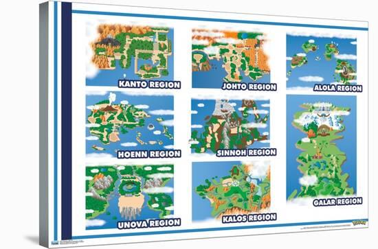 Pokémon - Map Grid-Trends International-Stretched Canvas