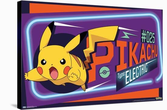 Pokémon - Neon Pikachu-Trends International-Stretched Canvas