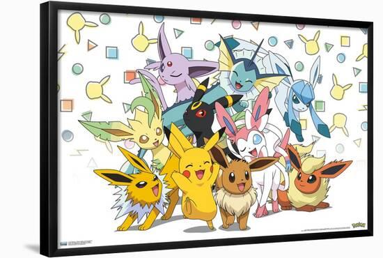 Pokémon - Pikachu, Eevee, And Its Evolutions-Trends International-Framed Poster