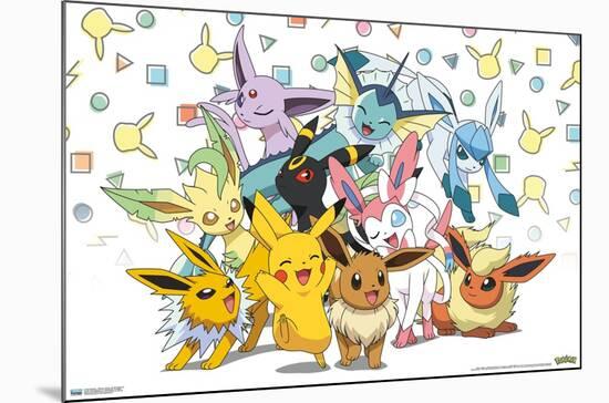 Pokémon - Pikachu, Eevee, And Its Evolutions-Trends International-Mounted Poster