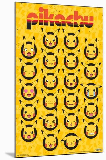Pokémon - Pikachu Faces-Trends International-Mounted Poster