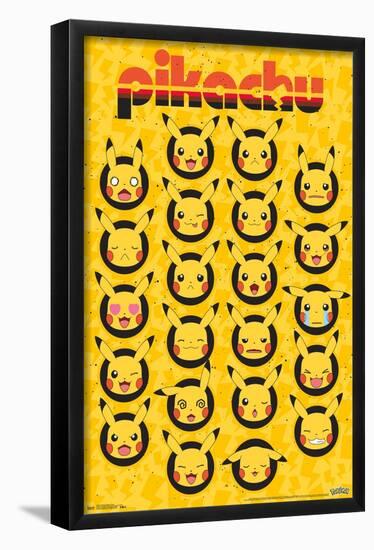 Pokémon - Pikachu Faces-Trends International-Framed Poster