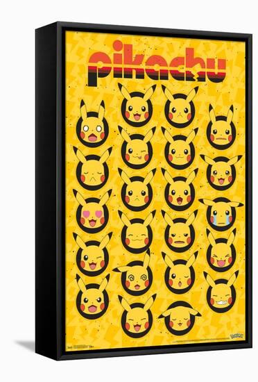 Pokémon - Pikachu Faces-Trends International-Framed Stretched Canvas