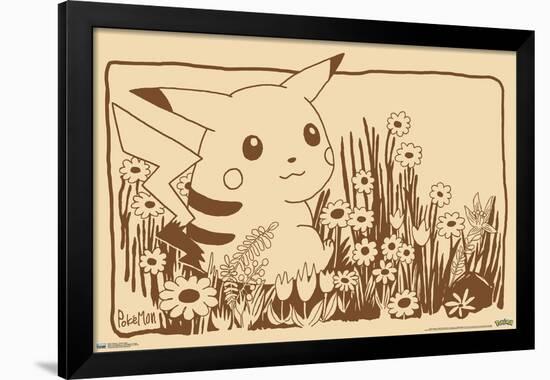 Pokémon - Pikachu Sepia-Trends International-Framed Poster