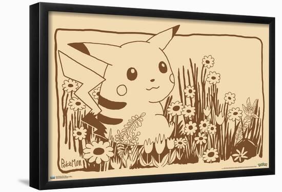 Pokémon - Pikachu Sepia-Trends International-Framed Poster