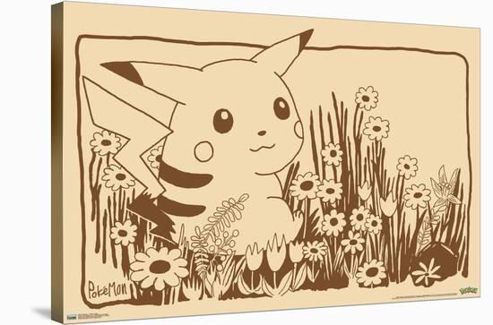 Pokémon - Pikachu Sepia-Trends International-Stretched Canvas
