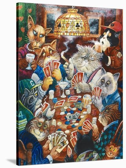 Poker Cats-Bill Bell-Stretched Canvas