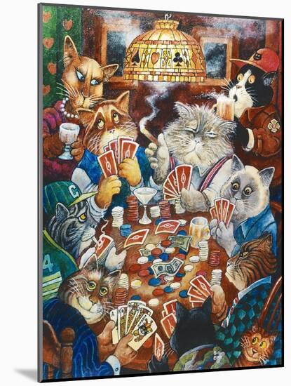 Poker Cats-Bill Bell-Mounted Giclee Print