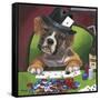 Poker Dogs 2-Jenny Newland-Framed Stretched Canvas