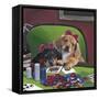 Poker Dogs 3-Jenny Newland-Framed Stretched Canvas