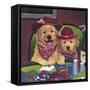 Poker Dogs-Jenny Newland-Framed Stretched Canvas