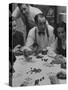 Poker Game Being Played with Pennies Instead of Chips-Nina Leen-Stretched Canvas