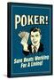 Poker Sure Beats Working For A Living Funny Retro Poster-Retrospoofs-Framed Poster