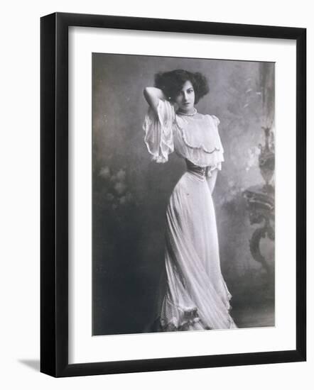 Polaire French Music Hall Entertainer in an Elegant White Dress-Paul Boyer-Framed Photographic Print