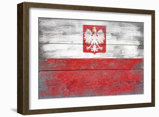 Poland Country Flag - Barnwood Painting-Lantern Press-Framed Art Print