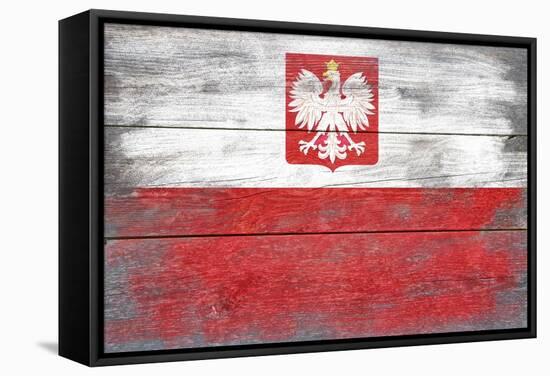 Poland Country Flag - Barnwood Painting-Lantern Press-Framed Stretched Canvas
