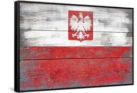 Poland Country Flag - Barnwood Painting-Lantern Press-Framed Stretched Canvas