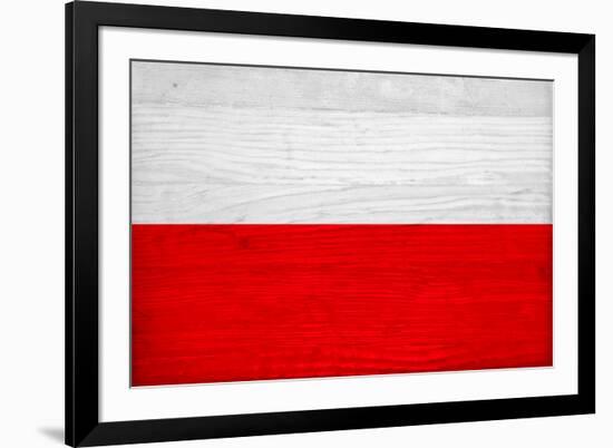 Poland Flag Design with Wood Patterning - Flags of the World Series-Philippe Hugonnard-Framed Art Print