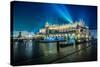 Poland, Krakow. Market Square at Night.-bloodua-Stretched Canvas