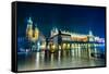 Poland, Krakow. Market Square at Night.-bloodua-Framed Stretched Canvas