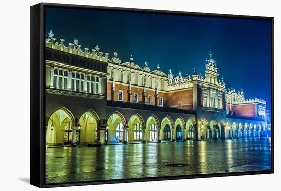 Poland, Krakow. Market Square at Night.-bloodua-Framed Stretched Canvas