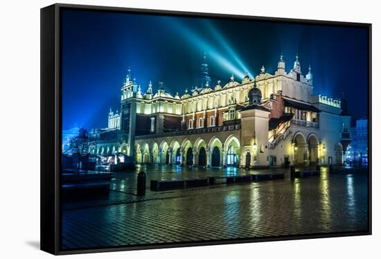 Poland, Krakow. Market Square at Night.-bloodua-Framed Stretched Canvas