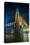 Poland, Krakow. Market Square at Night.-bloodua-Stretched Canvas