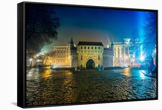 Poland, Krakow. Market Square at Night.-bloodua-Framed Stretched Canvas