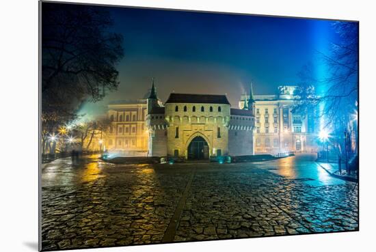 Poland, Krakow. Market Square at Night.-bloodua-Mounted Photographic Print