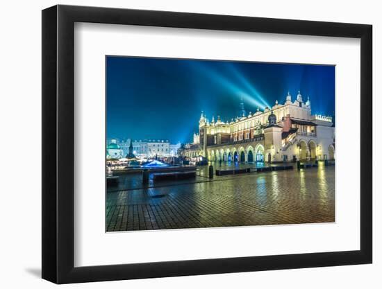 Poland, Krakow. Market Square at Night.-bloodua-Framed Photographic Print