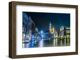 Poland, Krakow. Market Square at Night.-bloodua-Framed Photographic Print