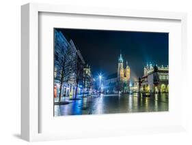 Poland, Krakow. Market Square at Night.-bloodua-Framed Photographic Print