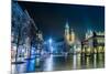 Poland, Krakow. Market Square at Night.-bloodua-Mounted Photographic Print