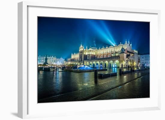 Poland, Krakow. Market Square at Night.-bloodua-Framed Photographic Print