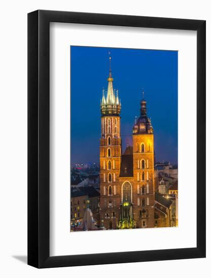 Poland, Krakow. Market Square at Night.-bloodua-Framed Photographic Print