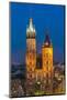 Poland, Krakow. Market Square at Night.-bloodua-Mounted Photographic Print