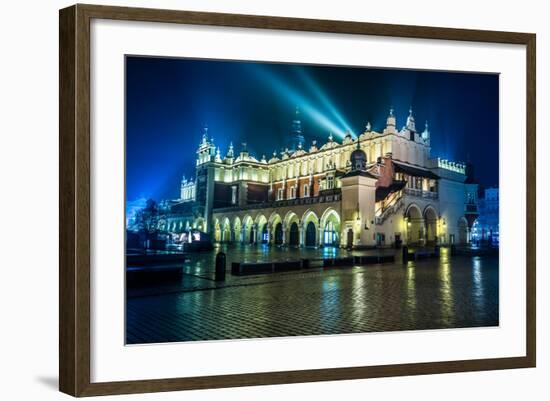 Poland, Krakow. Market Square at Night.-bloodua-Framed Photographic Print