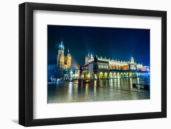 Poland, Krakow. Market Square at Night.-bloodua-Framed Photographic Print