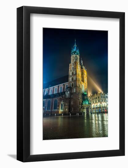 Poland, Krakow. Market Square at Night.-bloodua-Framed Photographic Print