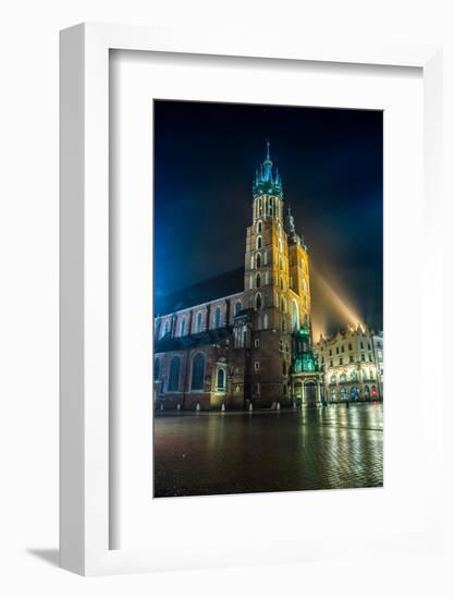 Poland, Krakow. Market Square at Night.-bloodua-Framed Photographic Print