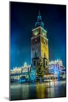 Poland, Krakow. Market Square at Night.-bloodua-Mounted Photographic Print