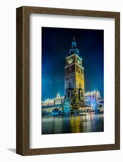 Poland, Krakow. Market Square at Night.-bloodua-Framed Photographic Print