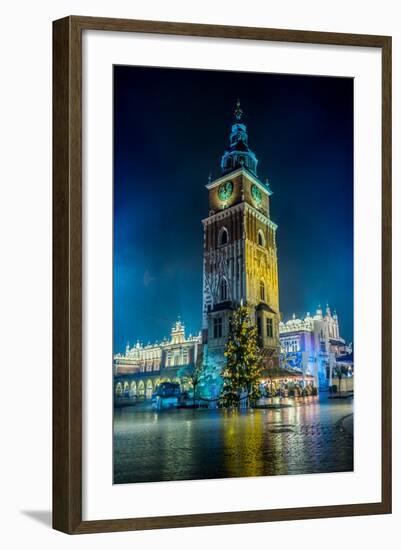 Poland, Krakow. Market Square at Night.-bloodua-Framed Photographic Print