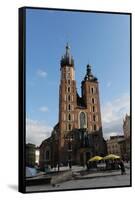 Poland. Krakow. View of the Central Market Square with Saint Mary's Basilica Founded in 1222 by…-null-Framed Stretched Canvas