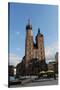 Poland. Krakow. View of the Central Market Square with Saint Mary's Basilica Founded in 1222 by…-null-Stretched Canvas